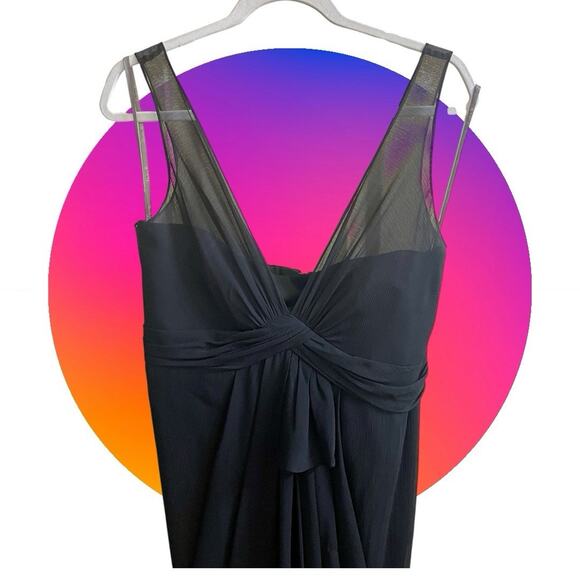 White by Vera Wang Black Evening Gown Dress Womens Sz 14 XL Sleeveless Chiffon - Picture 8 of 16